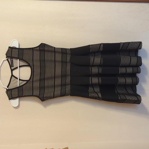 Crystal Doll Black and Tan Mesh Midi Dress Size 7 - Picture 2 of 9